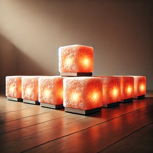 Premium Square Himalayan Glow Salt <b>Lamp</b> Hand-Carved Natural Craft for Soothing Ambiance and Wellness Use in Cars - Product Image 1