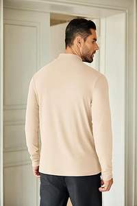 เสื้อสเวตเชิ้ตผู้ชายลำลองน้ำหนักเบา ผ้าฟลีซโพลีเอสเตอร์ 100% สำหรับฤดูหนาว แขนยาว คอเต่า สีพื้น กันลม ระบายอากาศได้ดี ทรงปกติ - Product Image 3