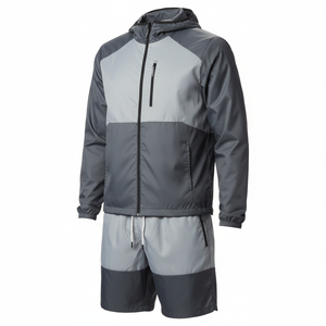 Chaqueta de Verano de Alta Calidad para Hombre, Chaqueta Deportiva Personalizada de Tejido Softshell, Conjunto Corto Cortavientos con Bloques de Color para Hombre - Product Image 1