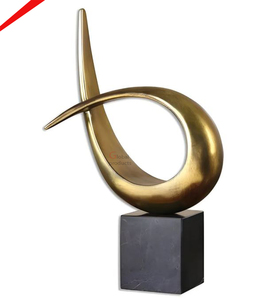 Escultura de aluminio y metal con acabado dorado superventas para decoración de mesa de oficina en casa - Product Image 1