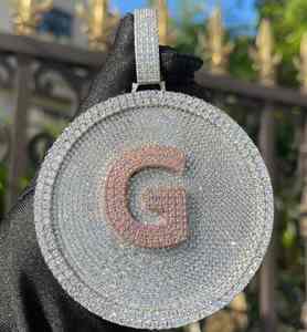 Iced Out alta calidad personalizado redondo Moissanite diamante colgante Hip Hop colgante para fiestas bodas 925 plata esterlina - Product Image 3