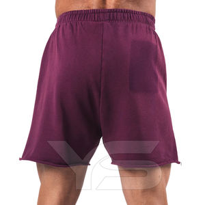 Tela de lana transpirable corta informal de algodón 100% para hombre, cintura media, estilo caliente, cierre elástico teñido liso, calle alta no tejida - Product Image 5