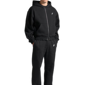 Conjunto de Chándal de Forro Polar Personalizado para Hombre al por Mayor, Sudadera con Capucha de Doble Cremallera y Pantalones Jogger, Ropa Deportiva, Fabricación OEM de Marca Privada B2B - Product Image 1