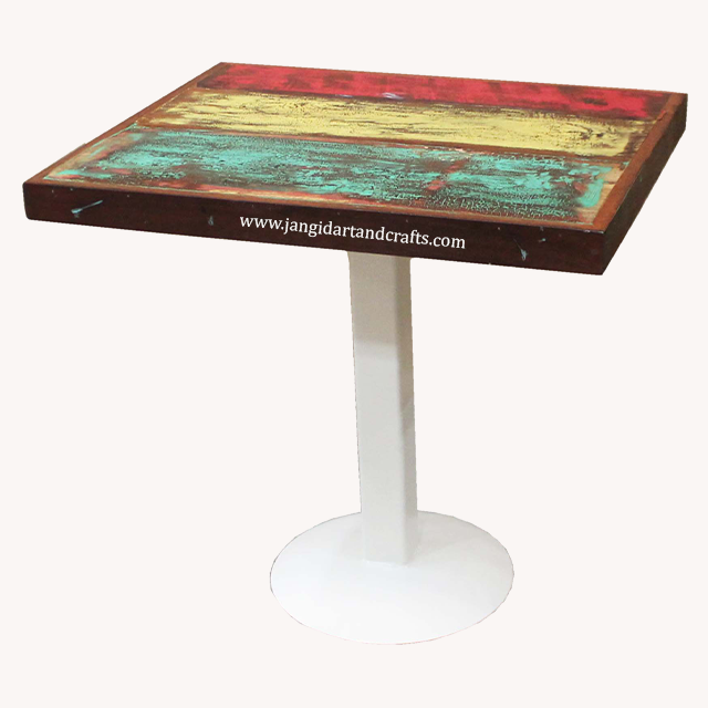 Восстановленный деревянный обеденный стол с железными ножками, низкая цена от производителя, домашняя мебель, кухонный металлический барный стол для ресторана и вечеринки