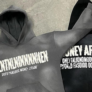 Sudadera con capucha con cremallera personalizada de alta calidad Diseño coreano sin rostro con diamantes de imitación Algodón pesado negro de gran tamaño-para invierno - Product Image 3