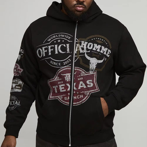 Zipper Cotton <b>Polyester</b> <b>Hoodie</b> Custom 450gsm <b>Hoodie</b> Streetwear Fashion Blend Heavyweight <b>Hoodie</b> - Product Image 1