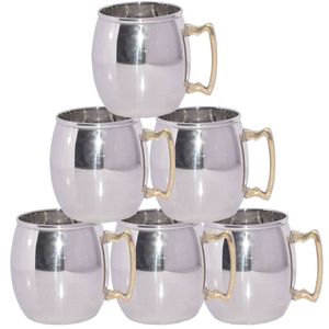 Ensemble de 6 mugs en cuivre isolés - Mugs en métal élégants finition or rose - Mugs à cocktail réutilisables écologiques - Accessoires de bar - Product Image 2
