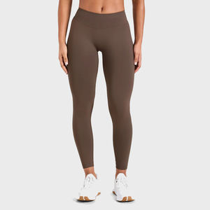 Leggings pour femmes personnalisés de haute qualité au meilleur prix, logo à la taille, vêtements de yoga professionnels, solides, antibactériens, longueur intégrale, élastiques - Product Image 1