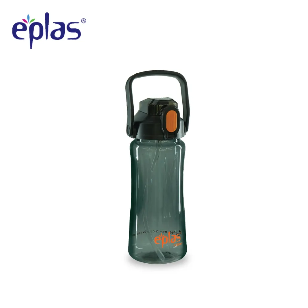 Eplas Heavy Duty Crystal Clear Trendy Cor Portátil Pressionando Botão Esporte Garrafa De Água Com Primavera Buffer Palha e Alça