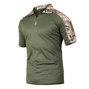 T-shirt tactique à manches courtes pour homme, séchage rapide, camouflage, uniforme d'entraînement de course en plein air avec logo frontal, design vierge - Product Image 6