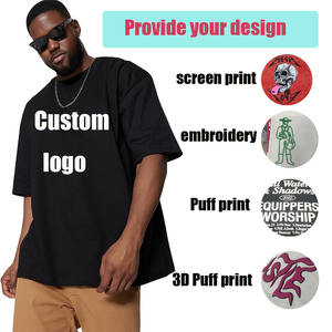 Camiseta negra con estampado de alta calidad y logotipo personalizado del fabricante, camiseta cuadrada de algodón pesado ajustada, camiseta de calle de algodón Hip Hop para hombre - Product Image 4