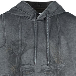 Sudadera con capucha oversize 100% algodón, estilo urbano, hombros caídos, paneles gruesos, lavado ácido, estampado digital de invierno, talla 6XL, forro polar - Product Image 4