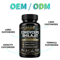Prix d'usine, étiquette privée, capsules d'extrait d'herbes de Cordyceps Sinensis et de Shilajit pour adultes, améliore la santé