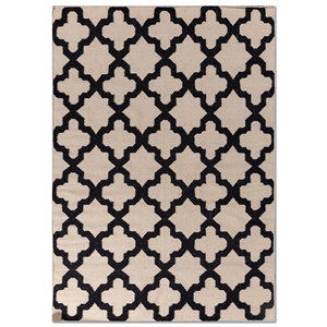 พรมขนสัตว์ทอแบบแบนลายเรขาคณิต Indusbar Ivory ผลิตจากผ้าฝ้ายออร์แกนิก เหมาะสำหรับห้องนั่งเล่นและทางเดินสำหรับวัยรุ่น-DWRM-138 - Product Image 1