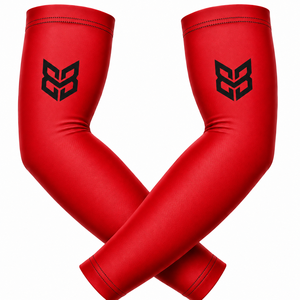 White Unisex <b>Arm</b> <b>Sleeves</b> With Black Logo Anti-Uv <b>Compression</b> Cycling Gear Adult Size Spandex Polyester Material - Product Image 6