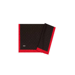 Black Polyester Rectangular Patterned <b>Scarf</b> with <b>Red</b> Border-Headpiece & Neckerchief - Product Image 1