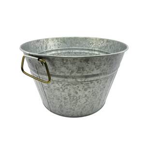 Jardinières à fleurs galvanisées en métal de forme ronde avec poignée en anneau pour décoration intérieure et extérieure Fournitures de jardin de fleurs - Product Image 2