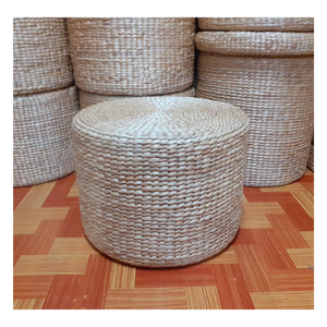 Natural Woven Water Hyacinth Ottoman For Seating And Interior Beauty - Product Image 6