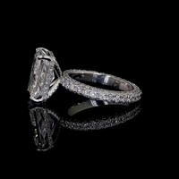 Bague de fiançailles en or blanc massif 14 carats avec diamant de laboratoire taille radiant certifié IGI de 5 carats, pavé de diamants, bague de mariée de luxe