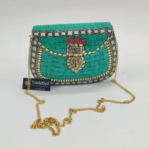 Pochette élégante en métal fabriquée à la main Chaînes de perles Sangles Mode Sac à main de soirée pour fête Wear Mariages Fermeture magnétique étanche - Product Image 1