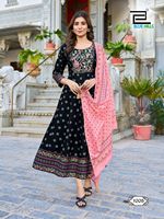 Boutique indienne Designer Rayon Kurti Dupatta Ensemble Ethnique Fantaisie Travail pour Femmes Fête Dernier Exclusif Indien & Pakistanais Vêtements