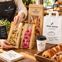Sacs en papier personnalisés AT PACK pour boulangerie avec fenêtre |   Sacs à biscuits en kraft et emballages pour pâtisseries pour boulangeries, cafés et commerces à emporter