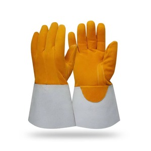 Guantes de cuero de soldadura Tig Guantes DE SEGURIDAD duraderos Guantes de cuero divididos resistentes al calor para uso industrial - Product Image 6