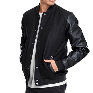 Nouvelle veste écologique d'hiver pour hommes de grande taille Logo personnalisé patchs de broderie coupe-vent Letterman Baseball manches en cuir - Product Image 3