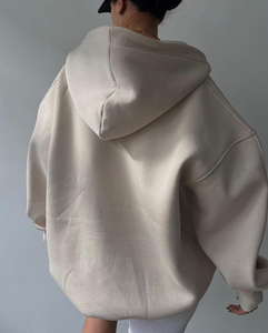 เสื้อมีฮู้ดผ้าฝ้าย100% สำหรับผู้หญิง, เสื้อฮู้ดโอเวอร์ไซส์ตัวใหญ่พิเศษสไตล์ลำลองมีความยาวสั้นและมีโลโก้ด้านหน้าสำหรับใส่ในฤดูหนาว - Product Image 4
