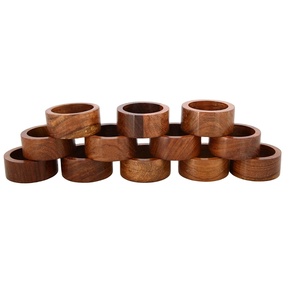Lot de 4 ronds de serviette en bois minimalistes pour décoration de table à manger ronds de serviette faits à la main du fournisseur indien - Product Image 5