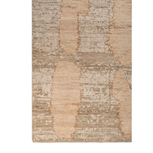 พรมขนสัตว์ถักมือสีเบจและสีน้ำตาล รุ่น AKWL-2098 ลายกราฟิกขนาดใหญ่ สำหรับตกแต่งห้องนั่งเล่นและทางเดินในบ้าน - Product Image 4