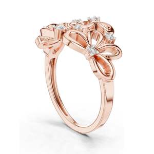 0.088 CT Lab Diamond Floral <b>Ring</b> for Women VVS-VS EF Clarity 18KT, 14KT, 10KT Gold & 925 <b>Silver</b> Rose, Yellow, White Gold - Product Image 5