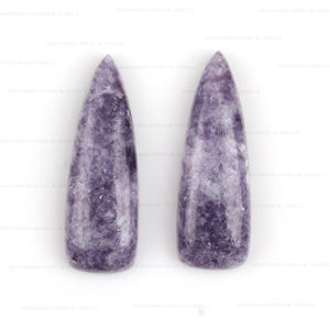 Alta calidad 10x30mm parte posterior plana calibrado cabujón largo trillón corte Natural púrpura lepidolita cuarzo joyería suministro - Product Image 2