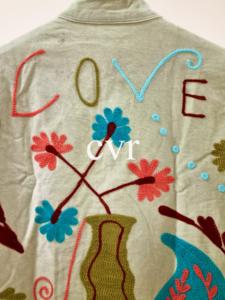Veste en coton brodée à la main, col mandarin, manches longues, motif floral, style bohème, vêtement d'extérieur décontracté pour adulte, printemps - Product Image 5