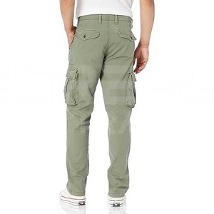 กางเกงคาร์โก้ของผู้ชายกางเกงผู้ชายเอวสูงปานกลางทรงตรงสไตล์ลำลองกางเกงทรงแบนดีไซน์หน้าต่ำซักได้ - Product Image 2