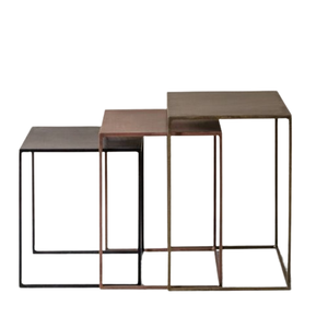 Juego de mesa auxiliar de hierro de 3 piezas con Tapa Rectangular Diseño único para muebles de sala de estar y dormitorio - Product Image 2