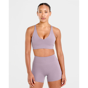 Soutien-gorge de sport mauve violet avec bretelles réglables dans le dos, décolleté en V, nouveau soutien-gorge de sport pour femmes adultes à fort impact, nouveauté - Product Image 4