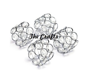 Rond de serviette en fer et en cristal de la meilleure qualité Taille et forme personnalisées Rond de serviette décoratif en vrac - Product Image 5