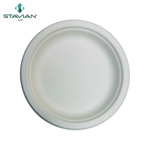 100% Fibras vegetales sostenibles biodegradables Placa desechable ecológica Placa redonda de 6 "Blanco y marrón - Product Image 4