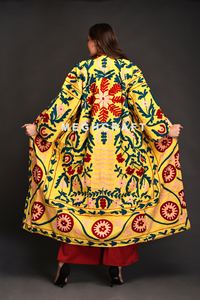 Wholesale Reversible Woven Plus Size Bohemian Suzani Embroidered Long <b>Jacket</b> <b>Kimono</b> Casual Outerwear for Women - Product Image 5