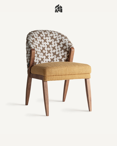 Silla de Comedor Zelvarielle de Madera de Teca Sólida de Lujo, Muebles de Comedor Premium Hechos a Mano, Elegantes y Modernos de Mediados de Siglo, con Microfibra - Product Image 1