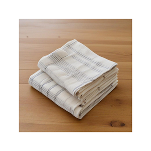 Toallas de cocina bohemias personalizadas en toallas de té de tela de algodón 100% bordadas Beige de rayas anchas reciclables ligeras - Product Image 6