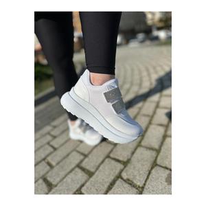 Scarpe sportive bianche lucide da donna con tacco alto quotidiano 707