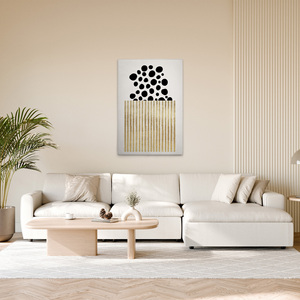 Made in germany-trang trí nội thất Canvas hình ảnh bỏng ngô vàng đen-bức tranh tường bức tranh tường trong kem và vàng-cáng khung nghệ thuật - Product Image 3