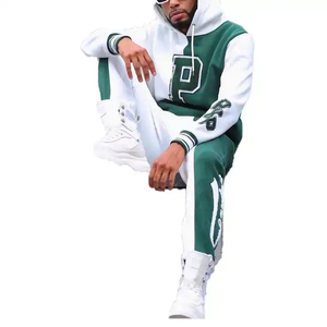 2025 gros personnalisé hiver hommes survêtement mode Streetwear brodé pantalons de survêtement à capuche ensemble deux pièces polaire taille élastique - Product Image 6