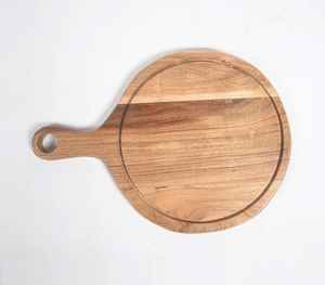 Planche à découper en bois d'acacia de qualité supérieure - Durable, antidérapante, lavable au lave-vaisselle, forme ronde pour une utilisation en cuisine - Product Image 1