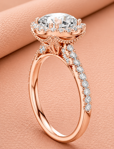 Élégante bague en or massif 14 carats avec diamant de laboratoire taille coussin, design halo de luxe, plaqué rhodium, pour fiançailles, mariage et anniversaire - Product Image 3