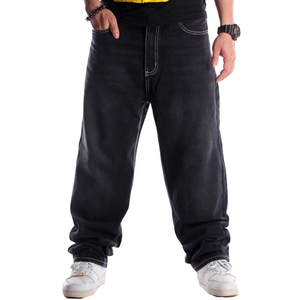 Jeans holgados de talla grande a la moda, pantalones vaqueros lavados negros, pantalones vaqueros de gran tamaño para hombre, temporada de invierno, último diseño, buen precio para hombre - Product Image 1
