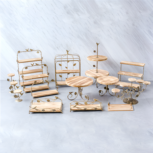 Venta al por mayor de metal dorado y soporte de madera para tartas para bodas, fiestas, cumpleaños, eventos a bajo precio - Product Image 6