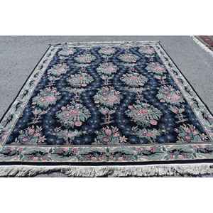 Alfombra Turca Extra Grande de 8.2x9.8 pies, Alfombra de Lana Azul Rosa con Camuflaje Vintage - Product Image 4